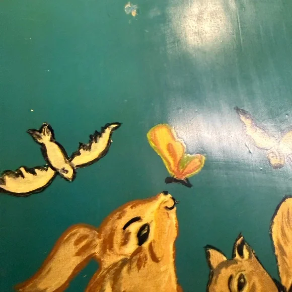 Vintage Hand-Painted Woodland Bunny & Squirrel Basket - Picture 5 of 10